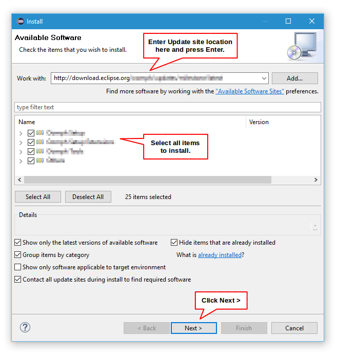 Eclipse Software Installation Screenshot